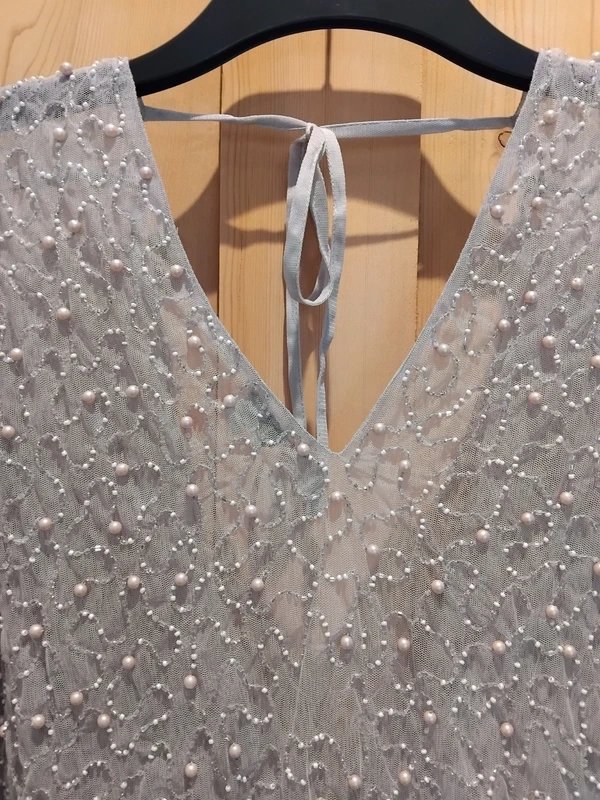 ASOS Asos embellished pearl bodysuit in grey size 14 - 1