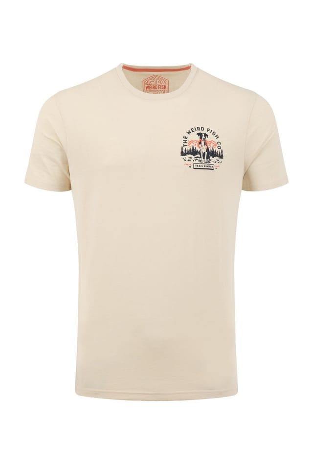Weird Fish Weird Fish Men's Dog Trails Graphic T-Shirt in Cream - 2
