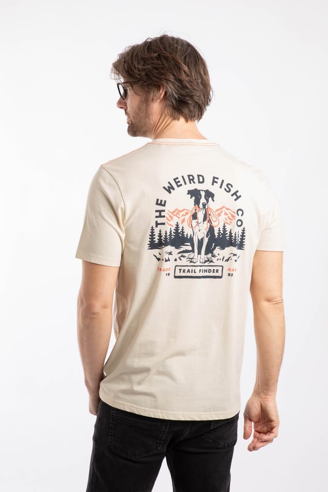 Weird Fish Weird Fish Men's Dog Trails Graphic T-Shirt in Cream - 3