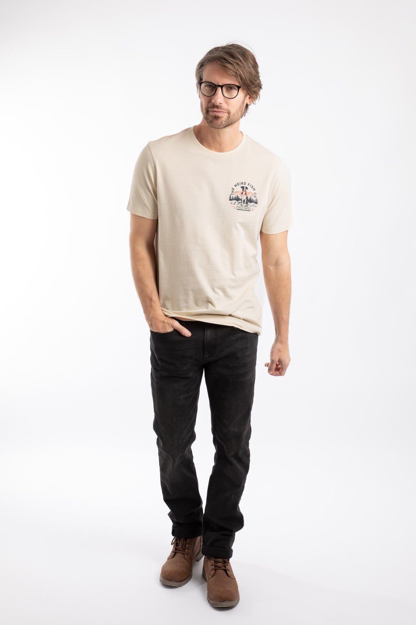 Weird Fish Weird Fish Men's Dog Trails Graphic T-Shirt in Cream - 4