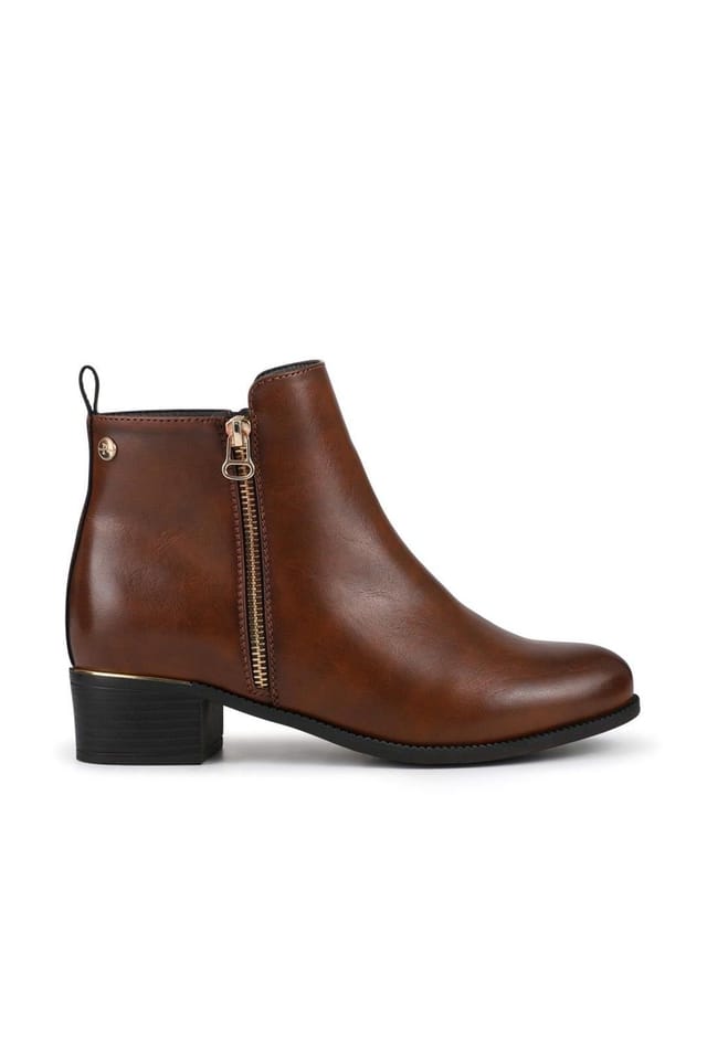 Pavers Pavers Women's Wide Fit Smart Zip Up Ankle Boots in Tan - 2