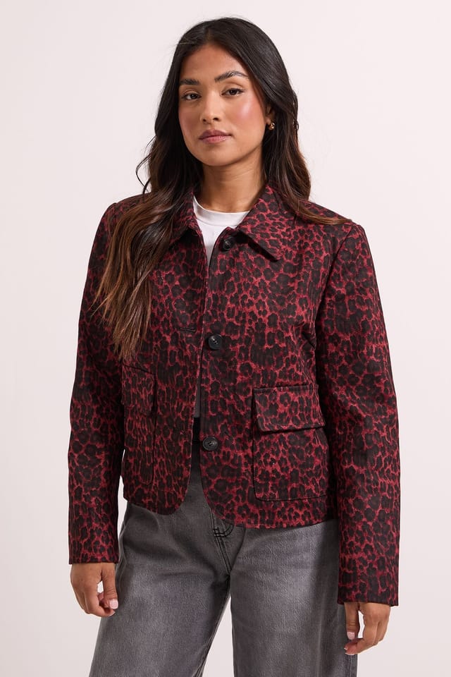 Dorothy Perkins Dorothy Perkins Women's Petite Animal Print Pocket Detail Jacket in Red - 2