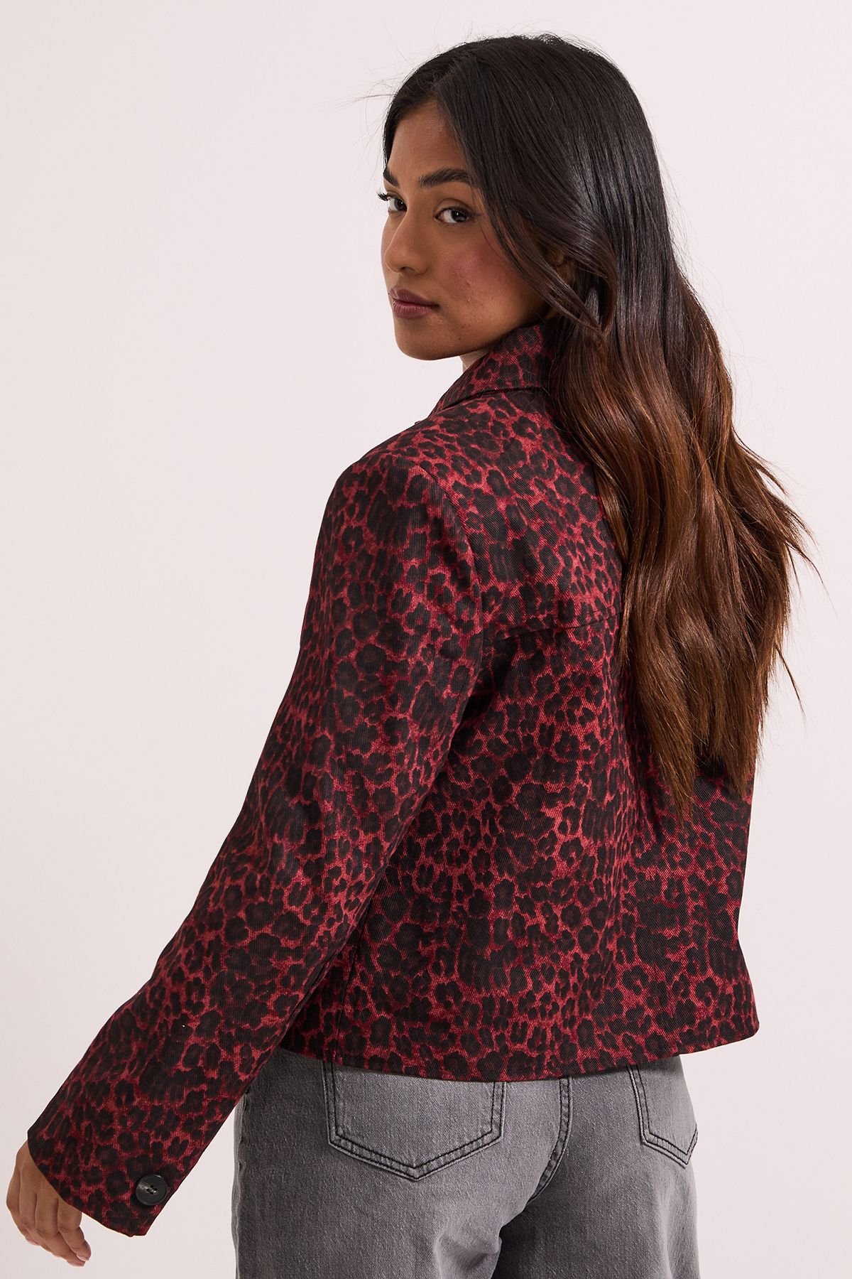 Dorothy Perkins Dorothy Perkins Women's Petite Animal Print Pocket Detail Jacket in Red - 4