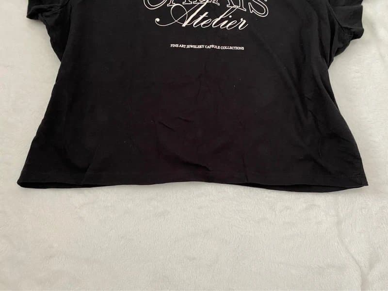 H&M H&M black Calais boxy cropped t shirt size XL