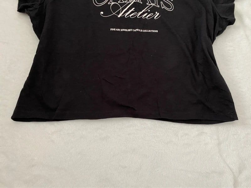 H&M Black Calais Boxy Cropped T-Shirt Size XL