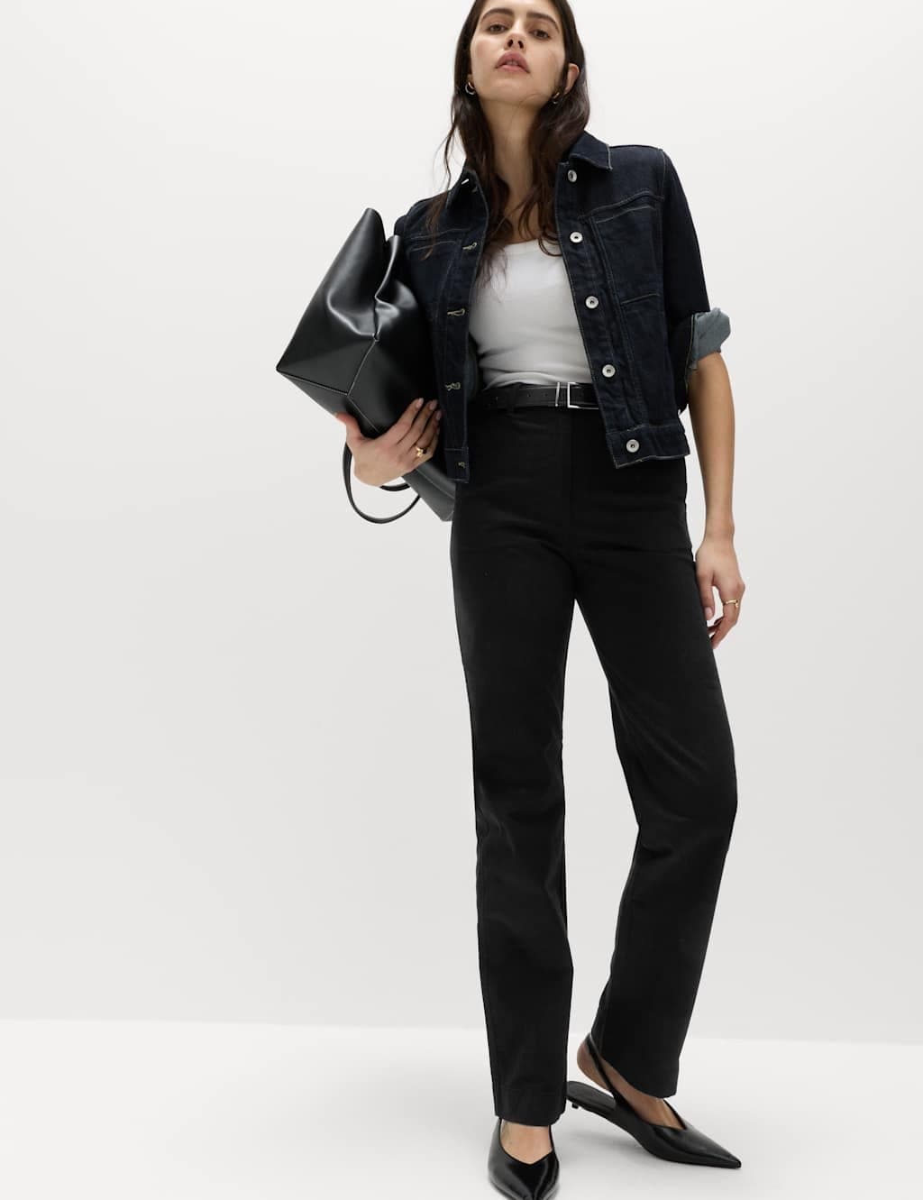 Marks & Spencer M&S Cotton Rich Straight Leg Chinos Black