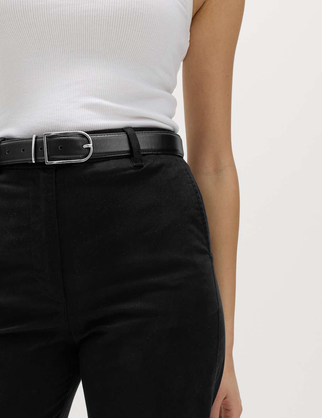 Marks & Spencer M&S Cotton Rich Straight Leg Chinos Black - 2