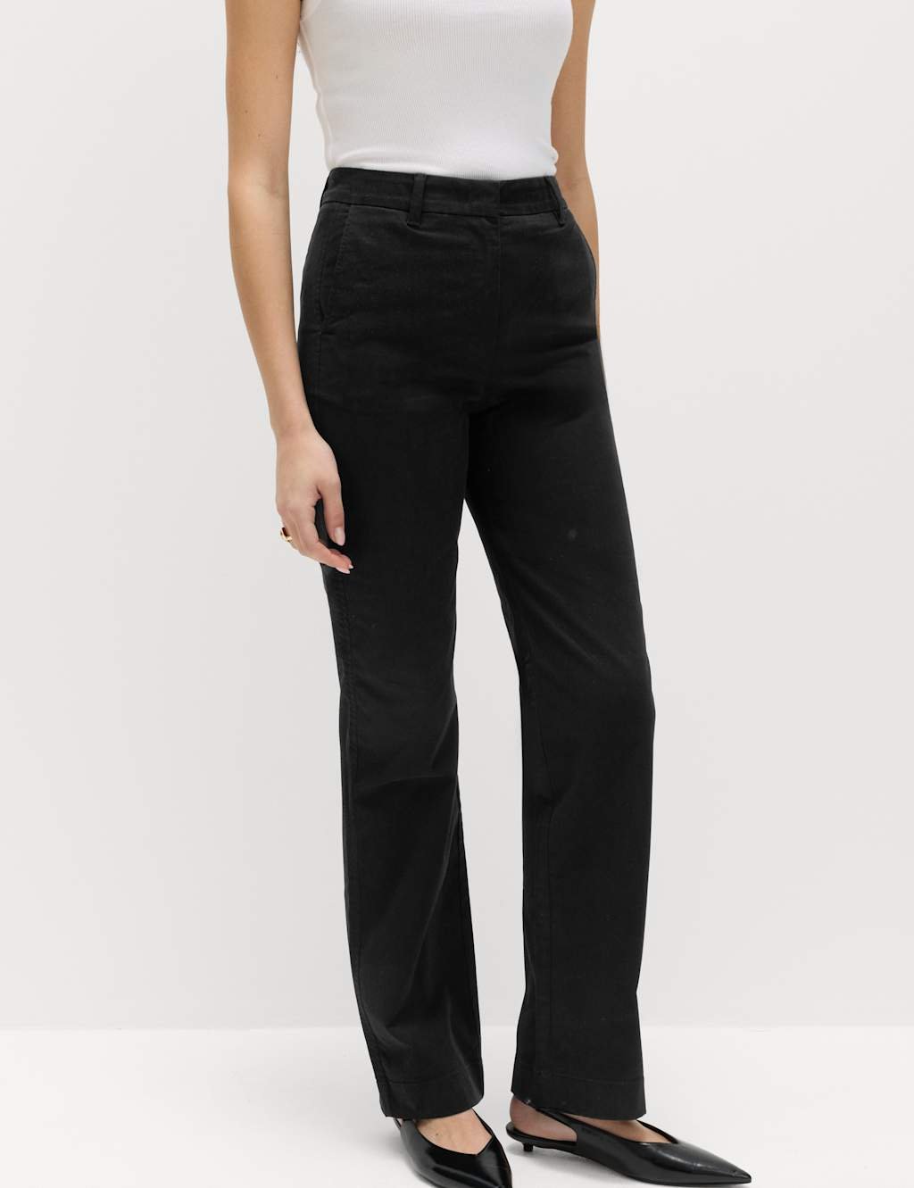 Marks & Spencer M&S Cotton Rich Straight Leg Chinos Black - 4