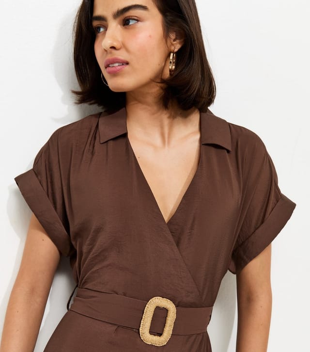 New Look Women's Dark Brown Tiered Belted Midi Dress New Look - 3