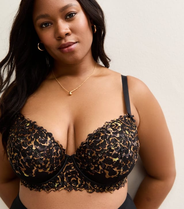 New Look Women's Plus Size Brown Leopard Print Non Padded Bra Curves New Look - 2