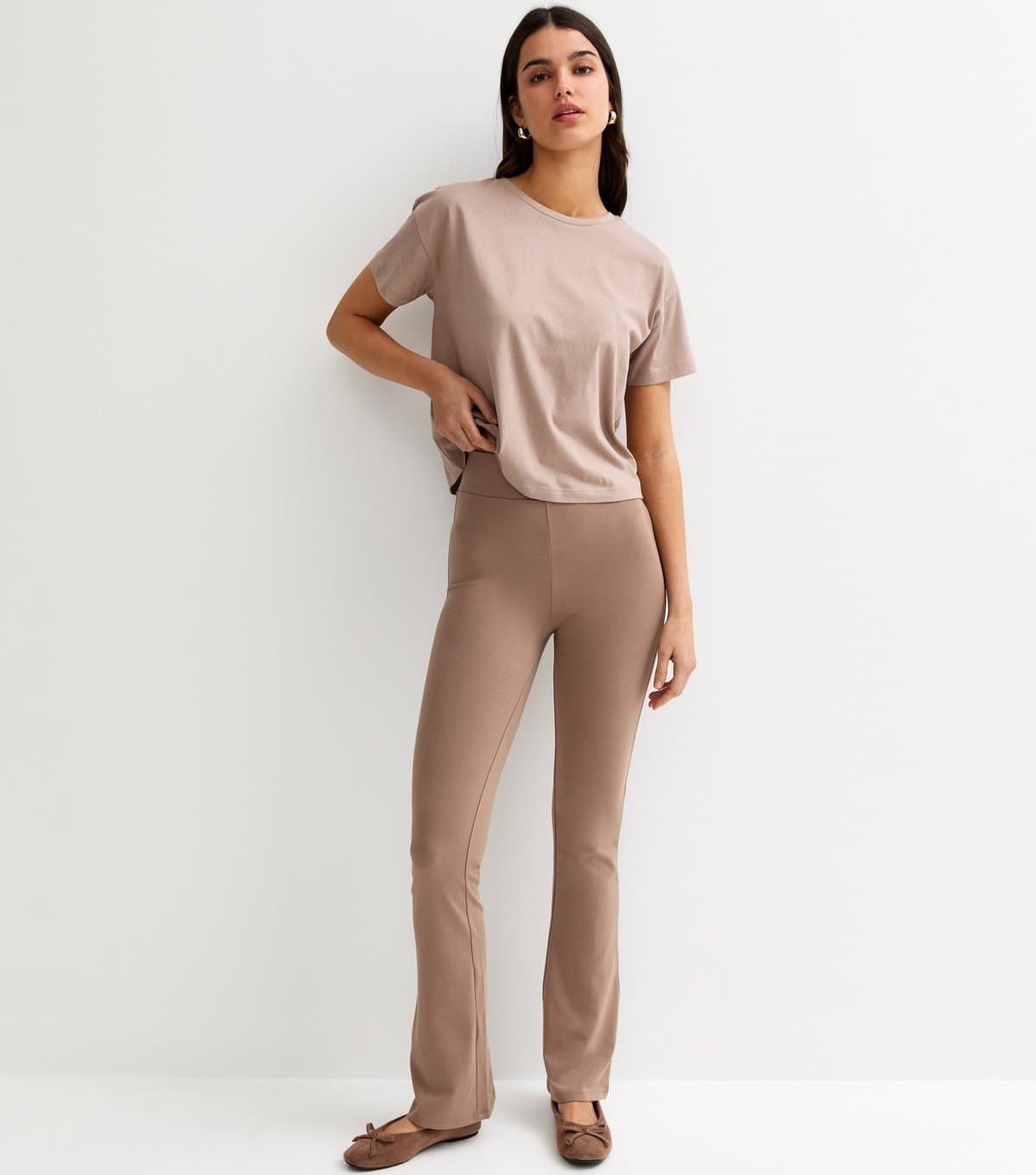 New Look Women's Mink High Waist Jersey Kick Flare Leggings New Look