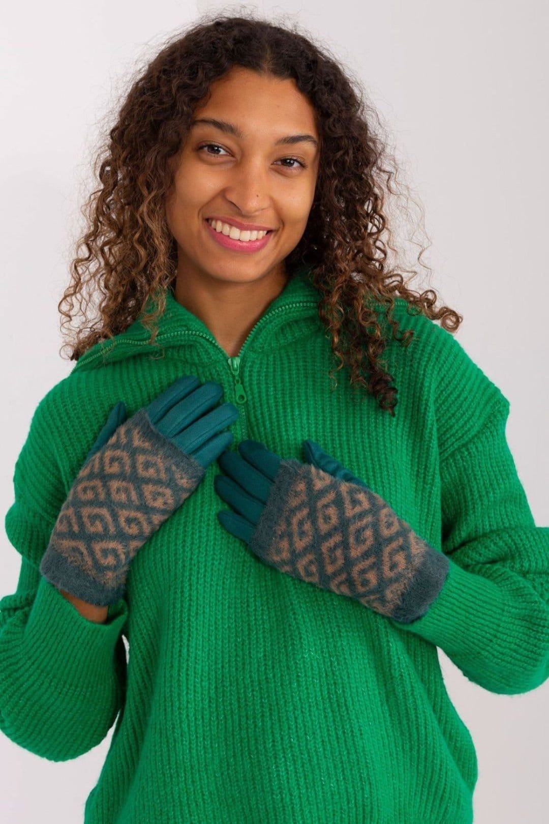 Love Lace Love Lace Women's Touchscreen Insulated Knit Gloves with Removable Lining Flower in Green - 1