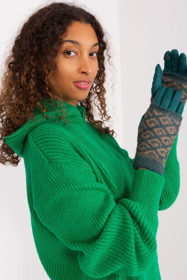 Love Lace Love Lace Women's Touchscreen Insulated Knit Gloves with Removable Lining Flower in Green - 2