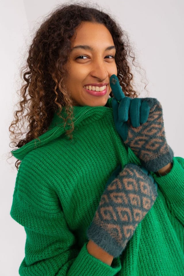 Love Lace Love Lace Women's Touchscreen Insulated Knit Gloves with Removable Lining Flower in Green - 3
