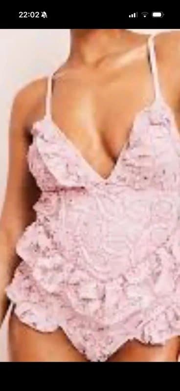 ASOS ASOS luxe pink ruffle swimsuit uk14