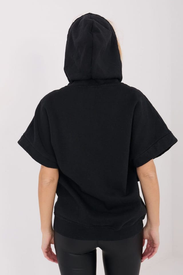 Love Lace Love Lace Women's Cotton Zip Up Hooded Sweatshirt with Elastane in Black - 3