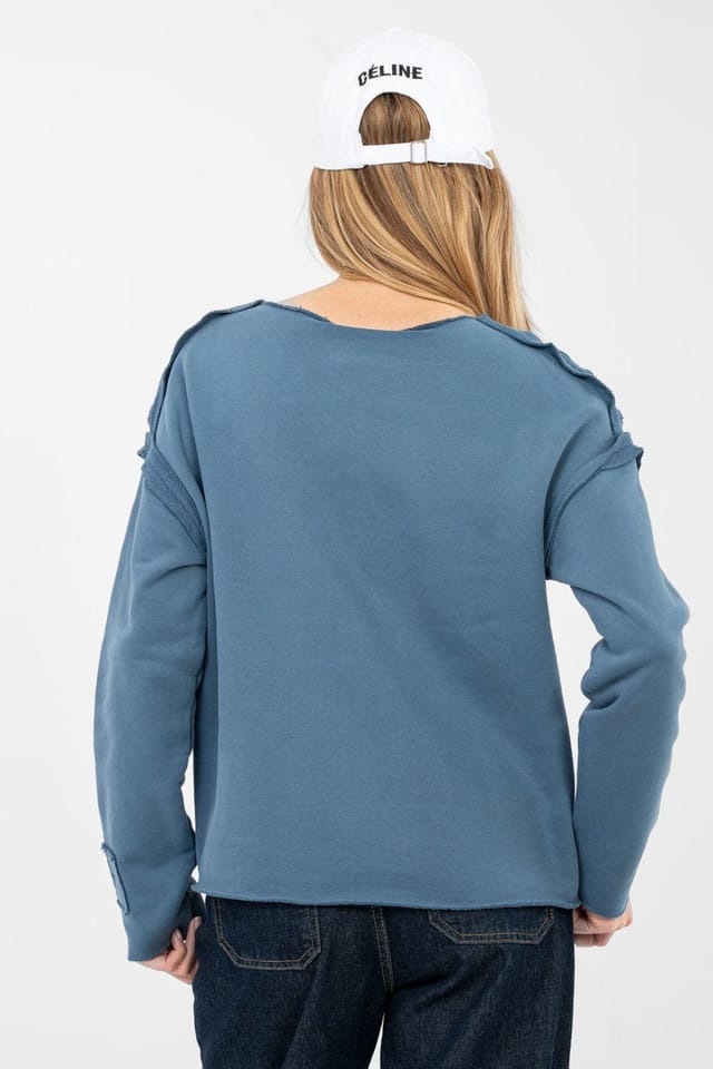 Love Lace Love Lace Women's Stylish Cotton Blend Short Blouse with Embroidery in Blue - 3