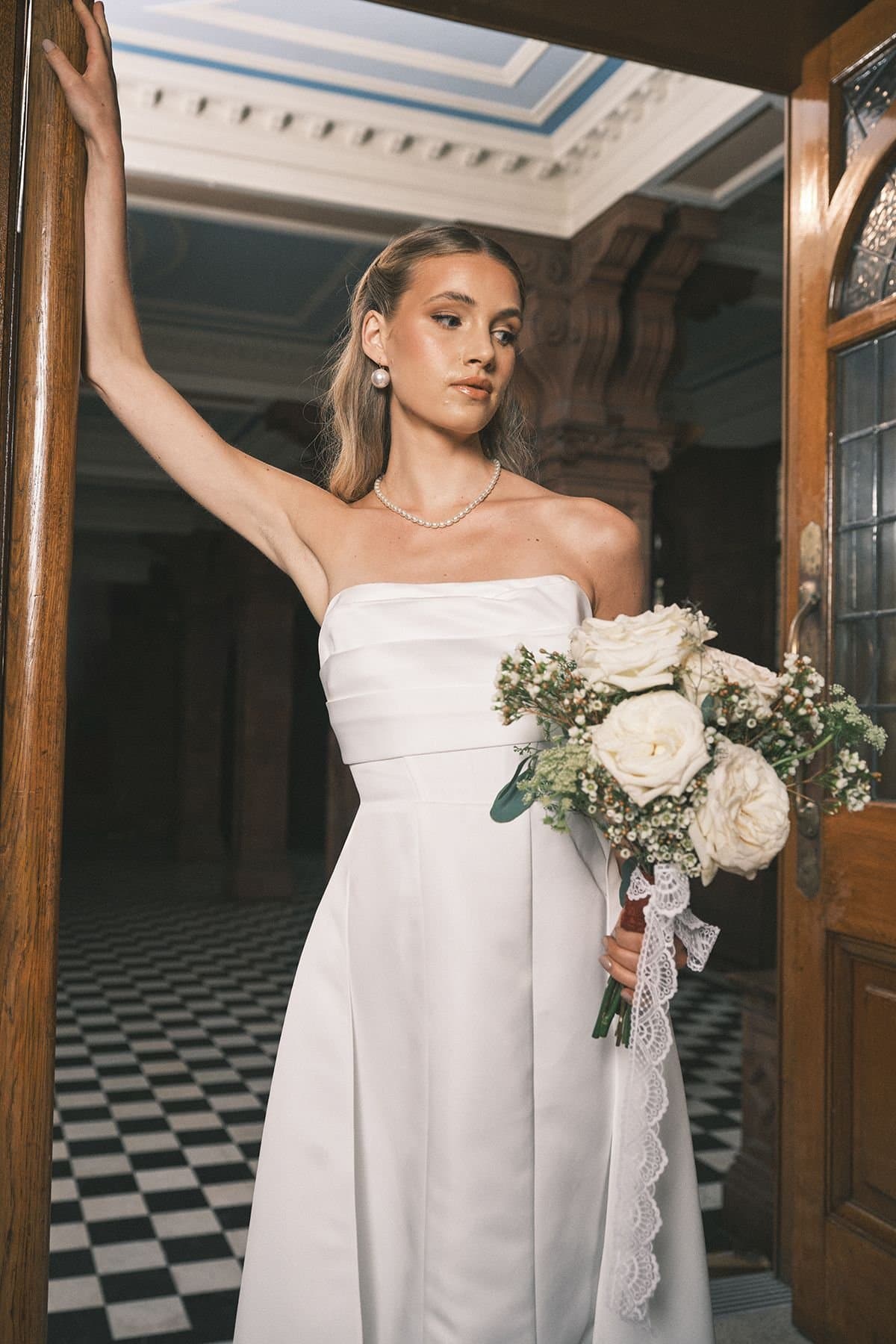 Coast Coast Women's Bandeau corset A Line Satin Wedding Dress in Ivory