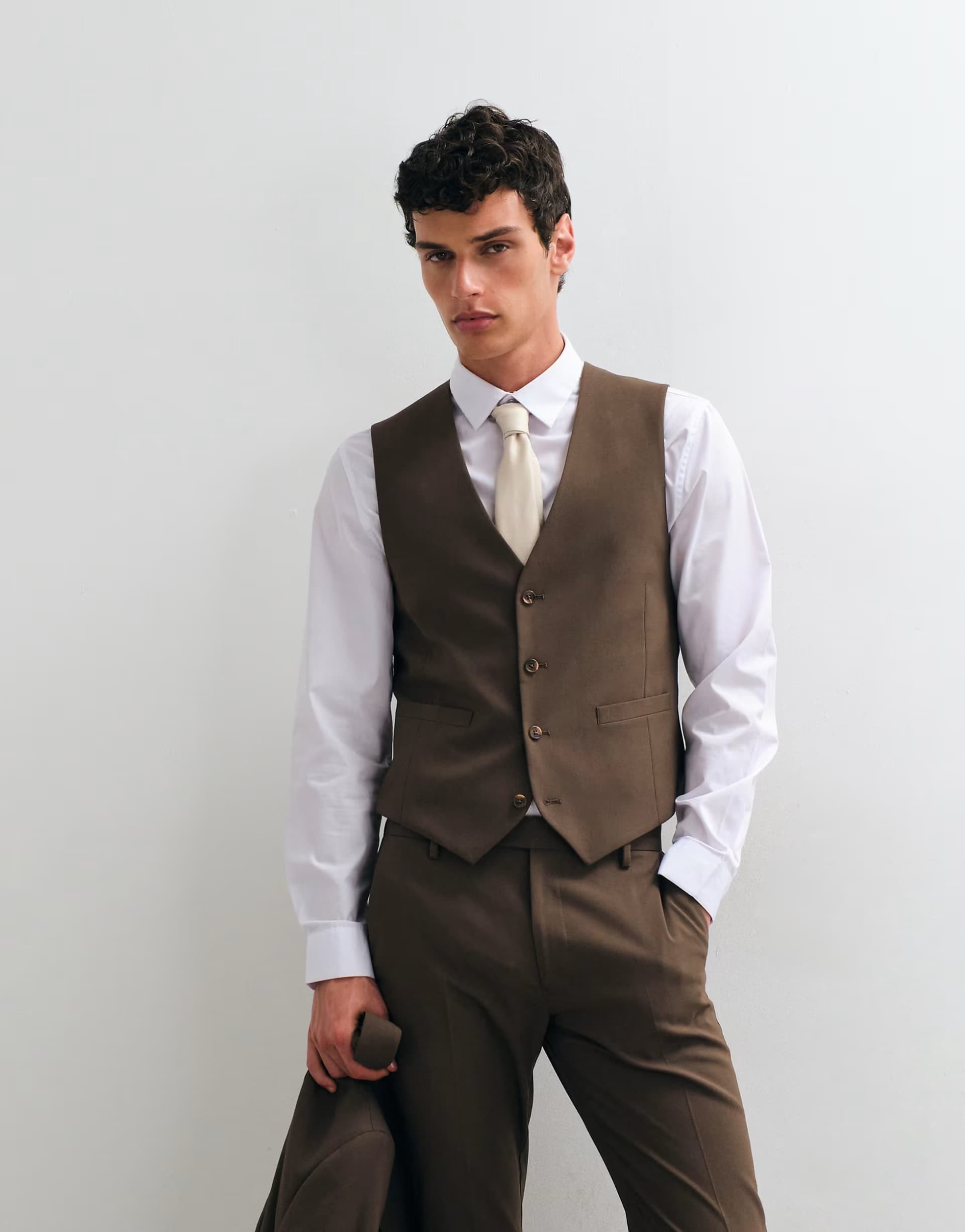 ASOS ASOS DESIGN skinny suit waistcoat in brown