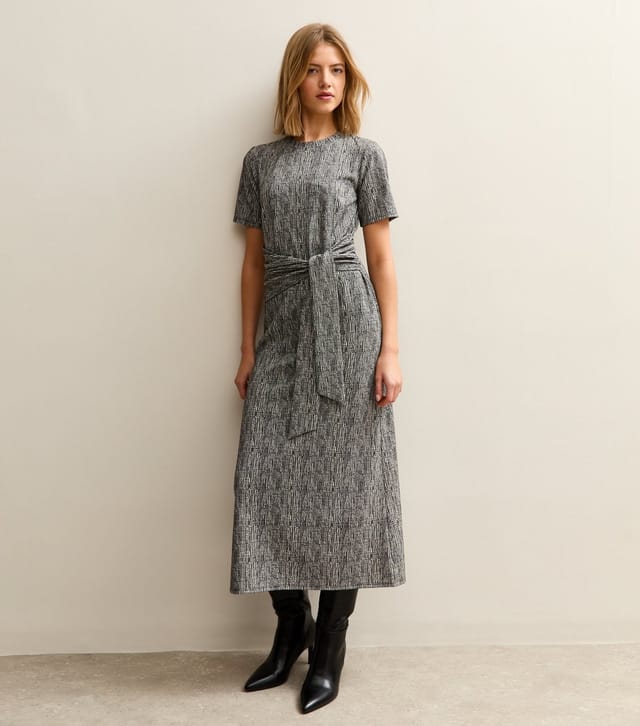 New Look Women's Grey Bark Print Belted T-Shirt Midi Dress New Look - 3