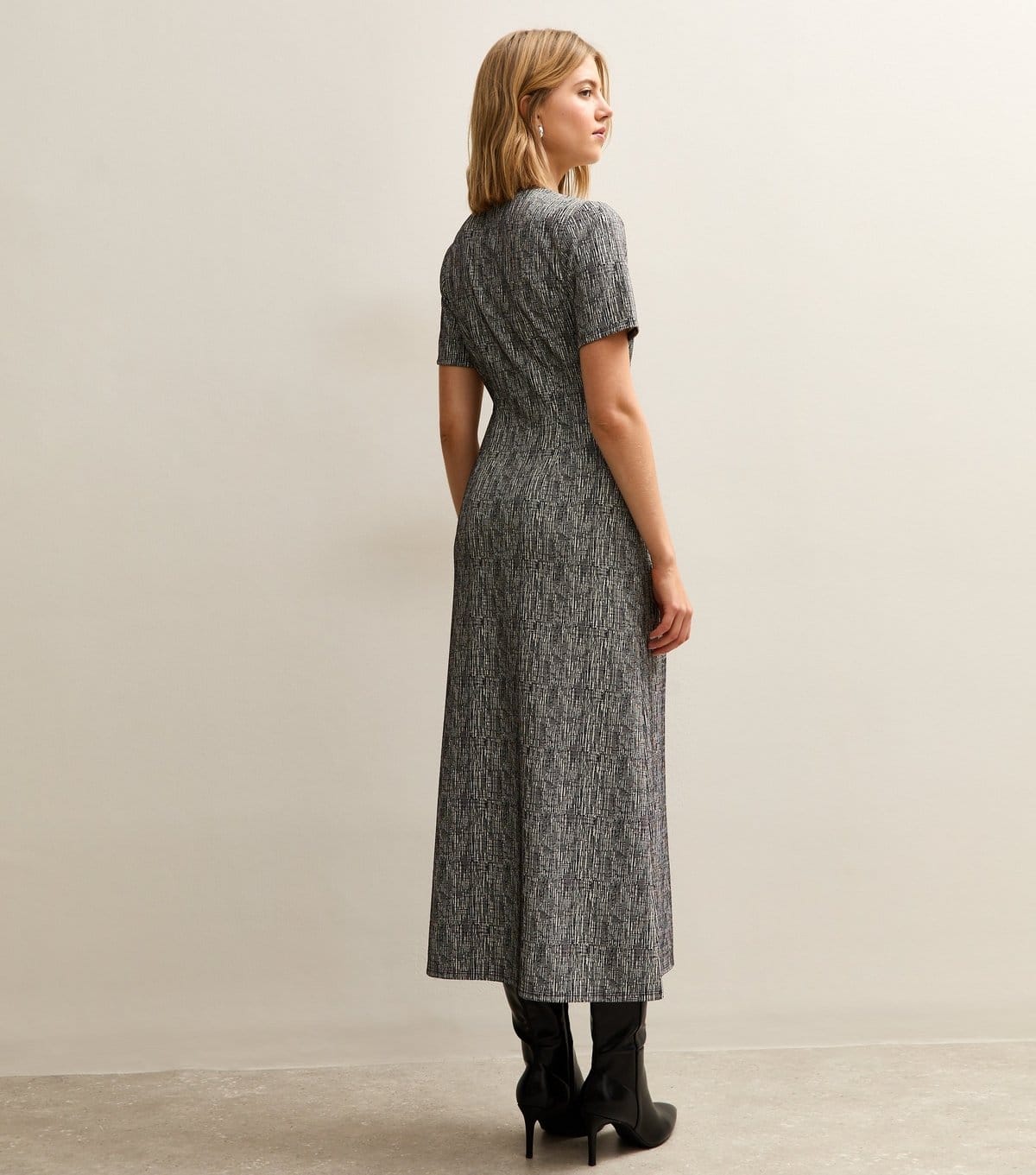 New Look Women's Grey Bark Print Belted T-Shirt Midi Dress New Look - 4