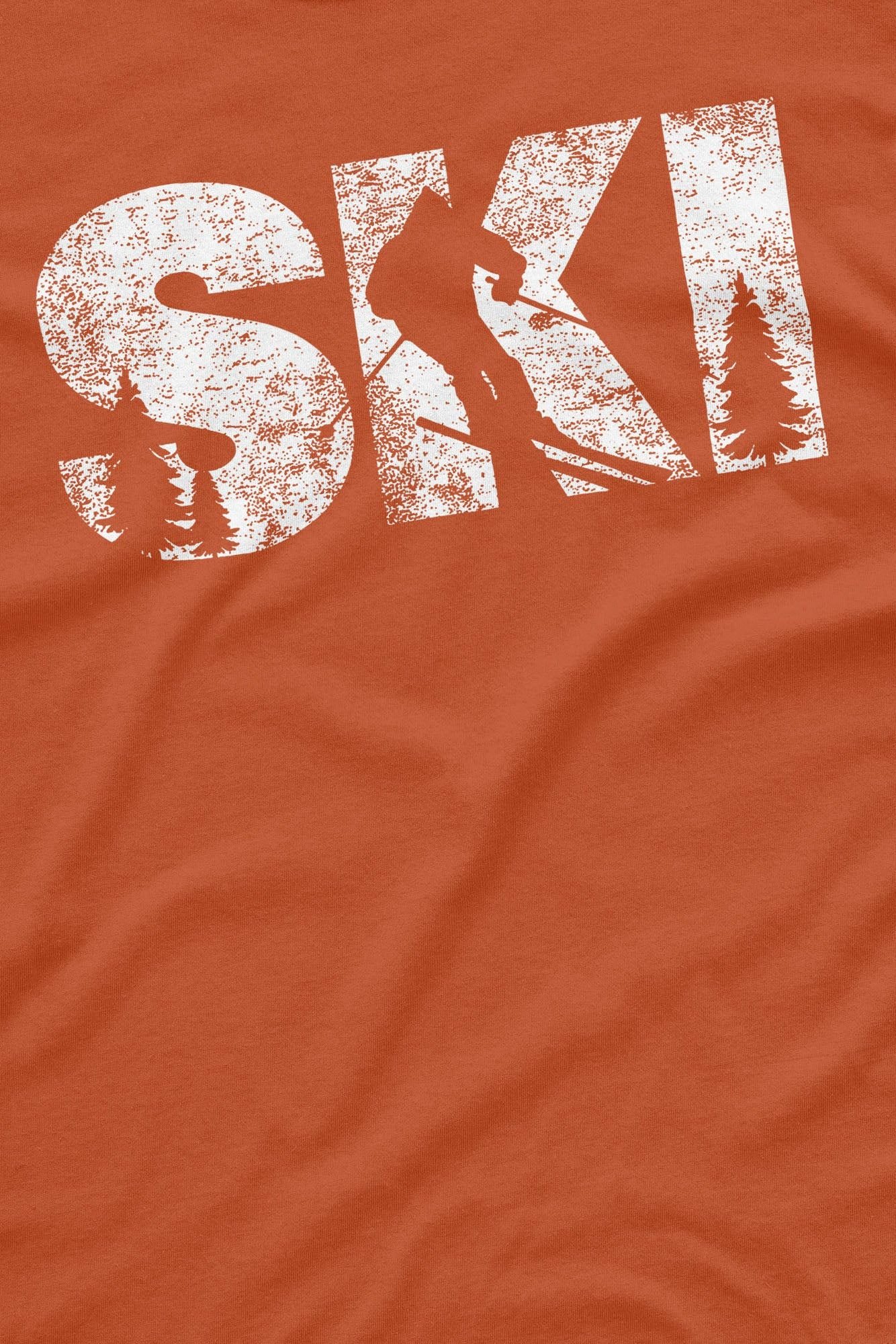 Bad Zebedee Bad Zebedee Men's Ski Slogan T-Shirt in Terracotta - 2