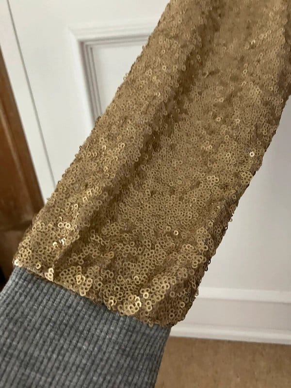 ASOS Gold Sequin Sleeve Grey Marl Sweatshirt