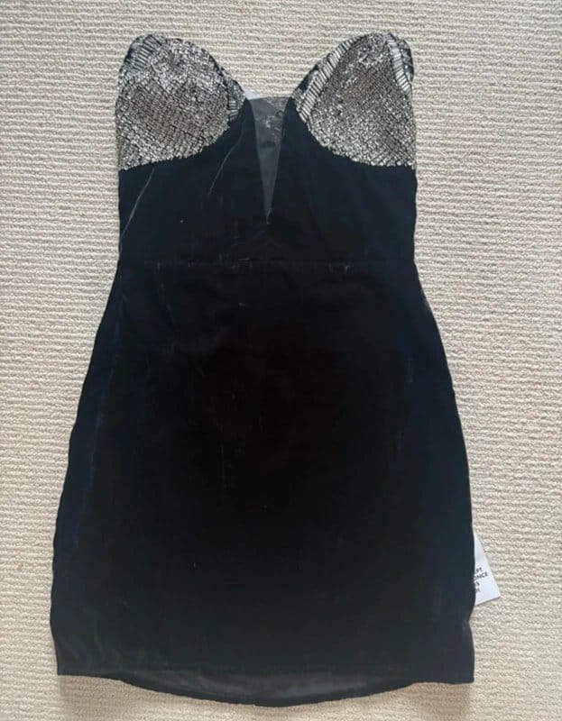 ASOS Design Black Velvet and Sequin Strapless Dress