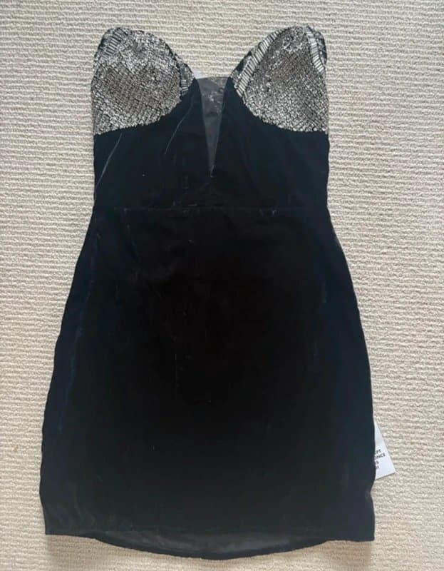 ASOS Design Black velvet and sequin strapless dress