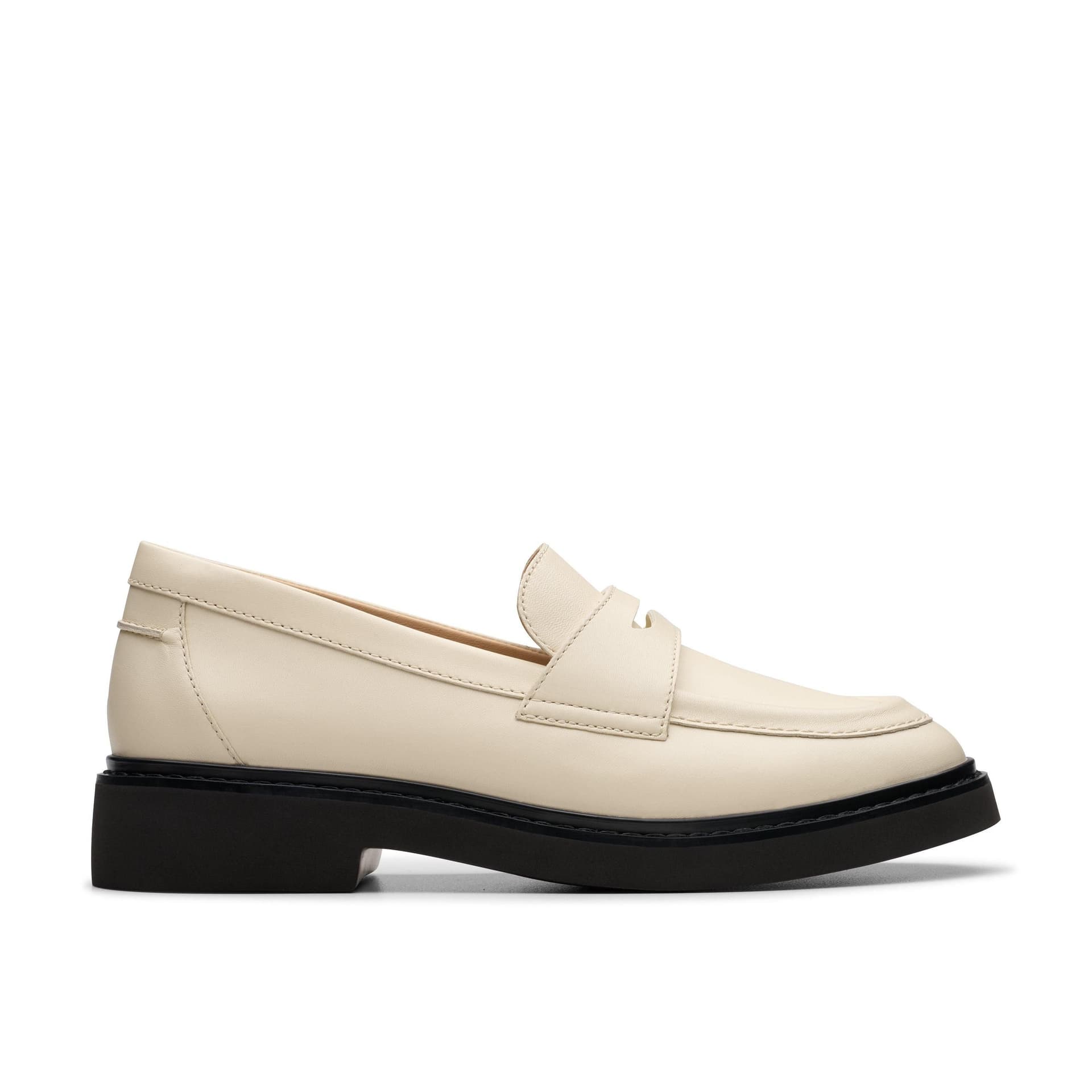Clarks Clarks Women's Splend Edge Cream Leather Loafers in White