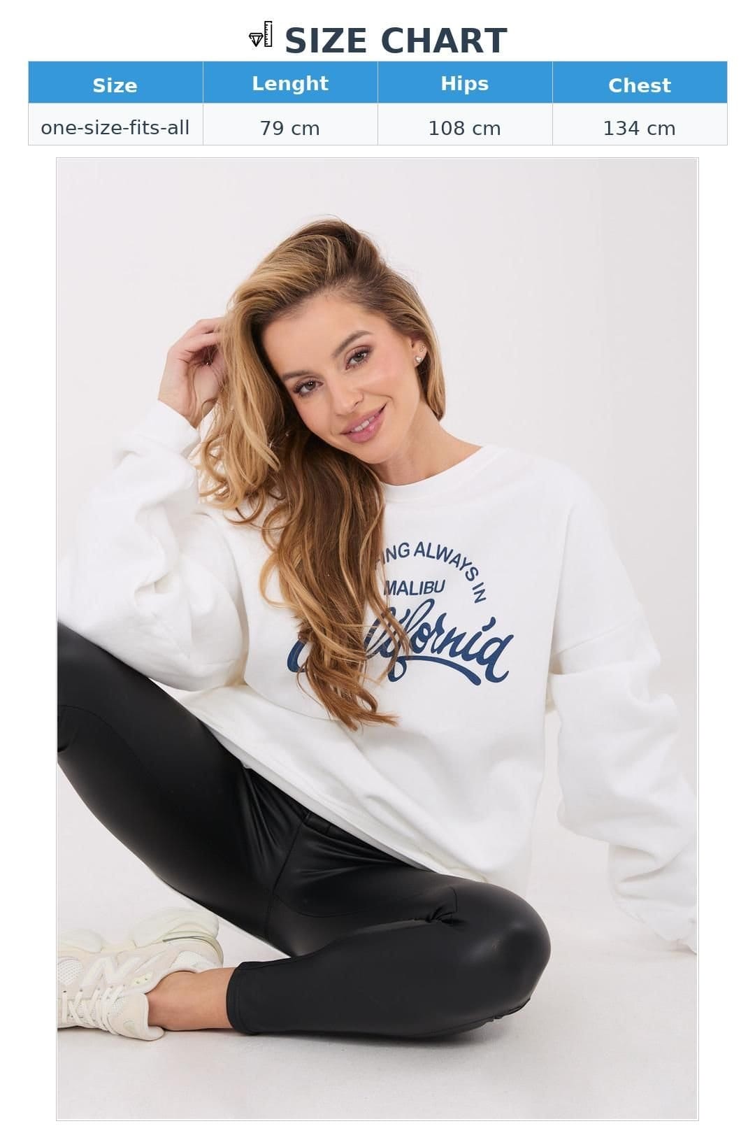 Love Lace Love Lace Women's Elongated Cotton Elastane Sweatshirt with Pockets Style 225069 in White - 4