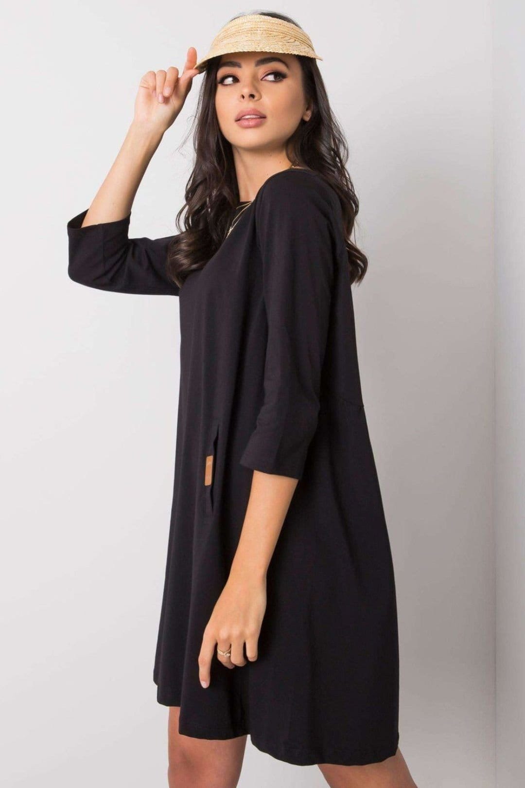 Love Lace Black Loose Fit 3/4 Sleeve Day Dress