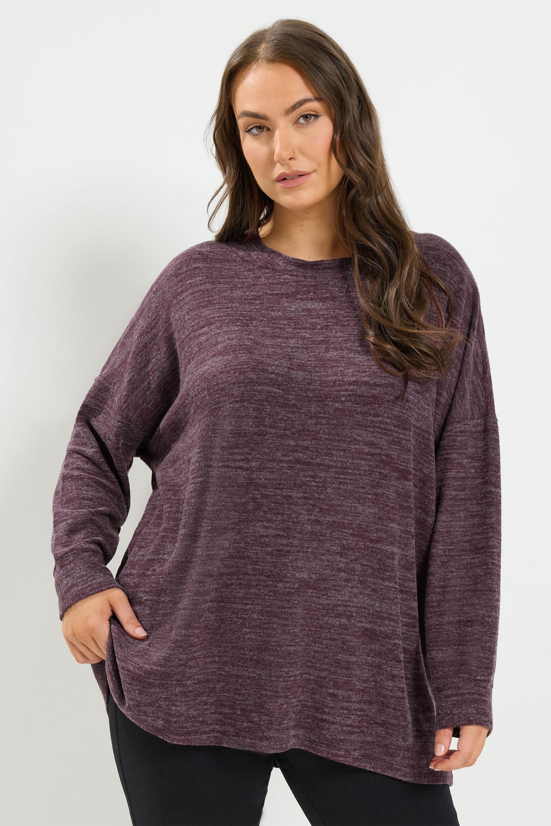 Yours Plus Size Purple Soft Touch Long Sleeve Jumper
