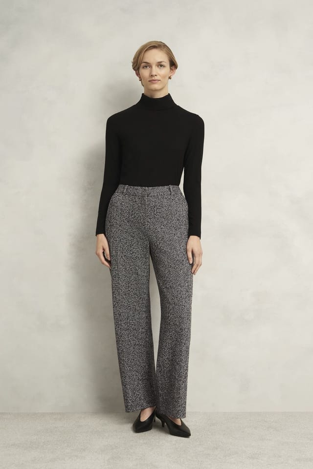 Hobbs London Hobbs London Women's Marlyn Herringbone Wide Leg Trousers in Charcoal - 3