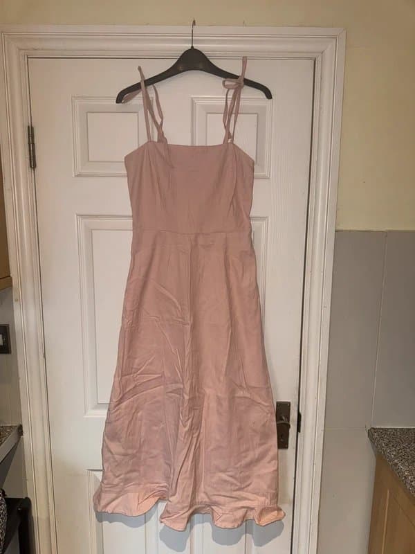ASOS ASOS frill hem tie shoulder midi dress in powder pink size 10
