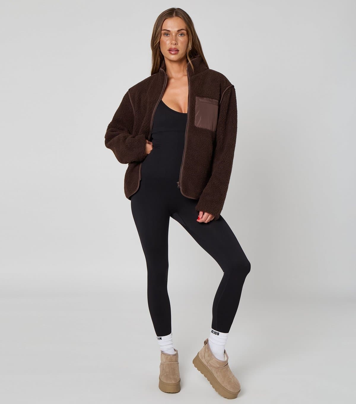 Urban Bliss Women's Dark Brown Fleece Jacket Urban Bliss New Look