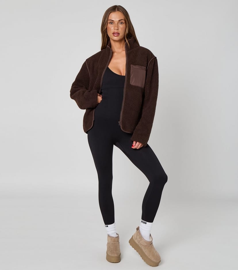 Urban Bliss Women's Dark Brown Fleece Jacket Urban Bliss New Look - 1