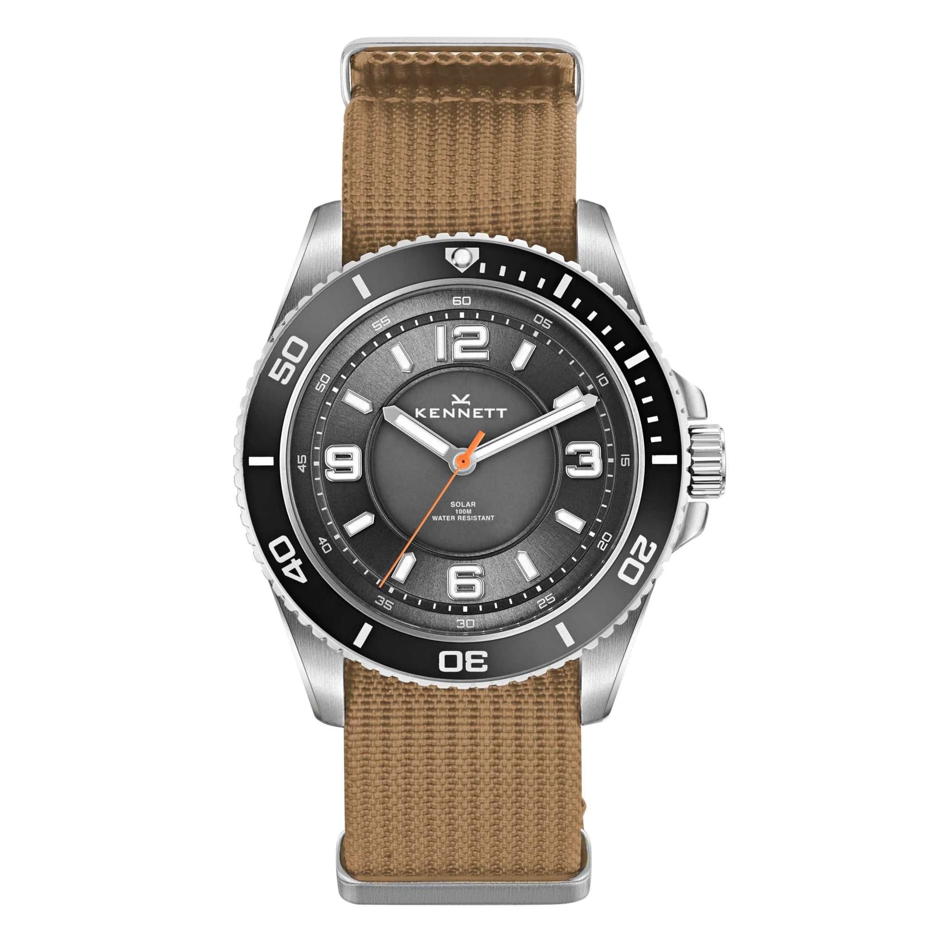 Kennett Kennett Men's Solaxplorer Solar-Powered Adventure Watch with Fabric Straps in Beige
