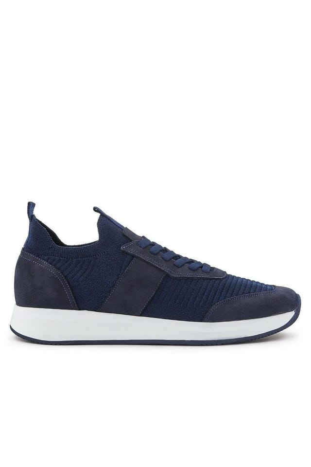Jones Bootmaker Jones Bootmaker Men's Sean Leather Trainers in Navy - 2
