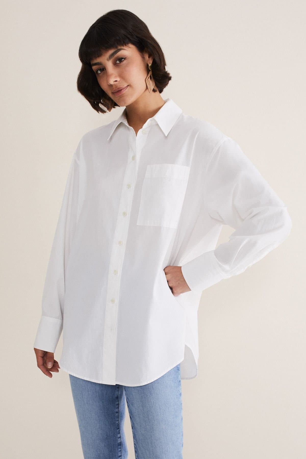 Phase Eight Phase Eight White Cotton Boyfriend Shirt