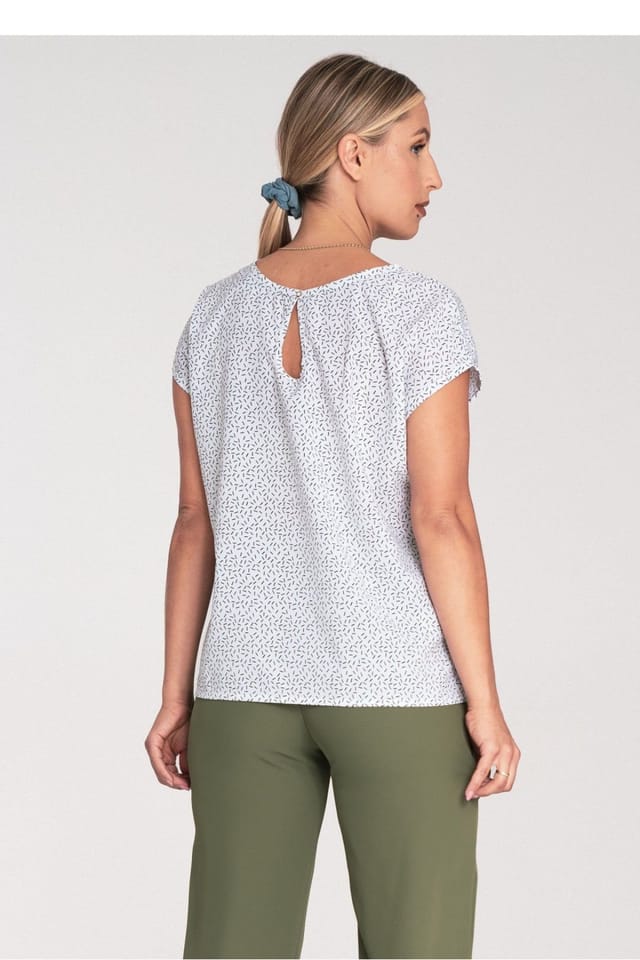 Love Lace Love Lace Women's Round Neck Short Sleeve Back Clasp Blouse - 3