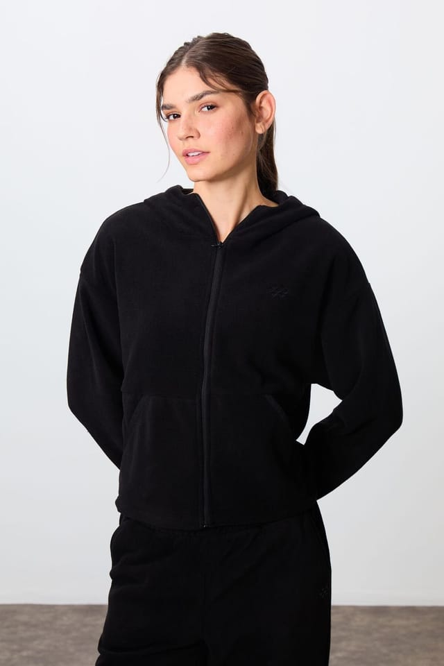 Tommy Life Tommy Life Women's Oversized Hooded Zipper Tracksuit Set in Black - 2