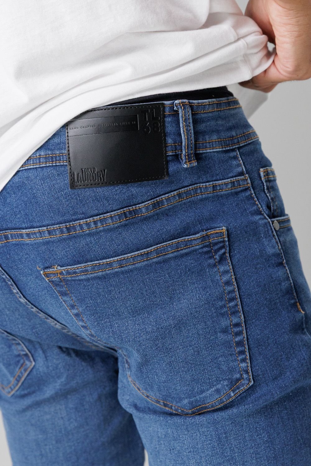 Tokyo Laundry Tokyo Laundry Men's Slim Fit Cotton Blend Jeans in Mid Blue - 3