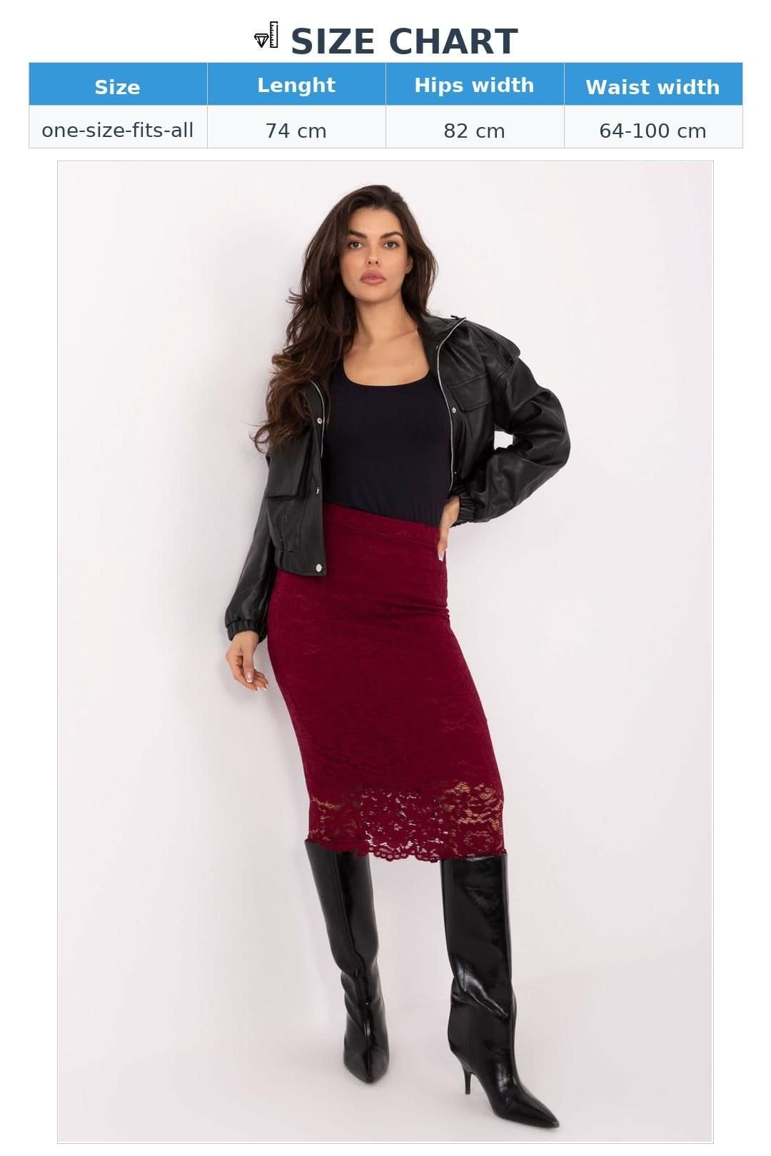 Love Lace Love Lace Women's Lace Midi Skirt with Elastic Waist in Red - 4