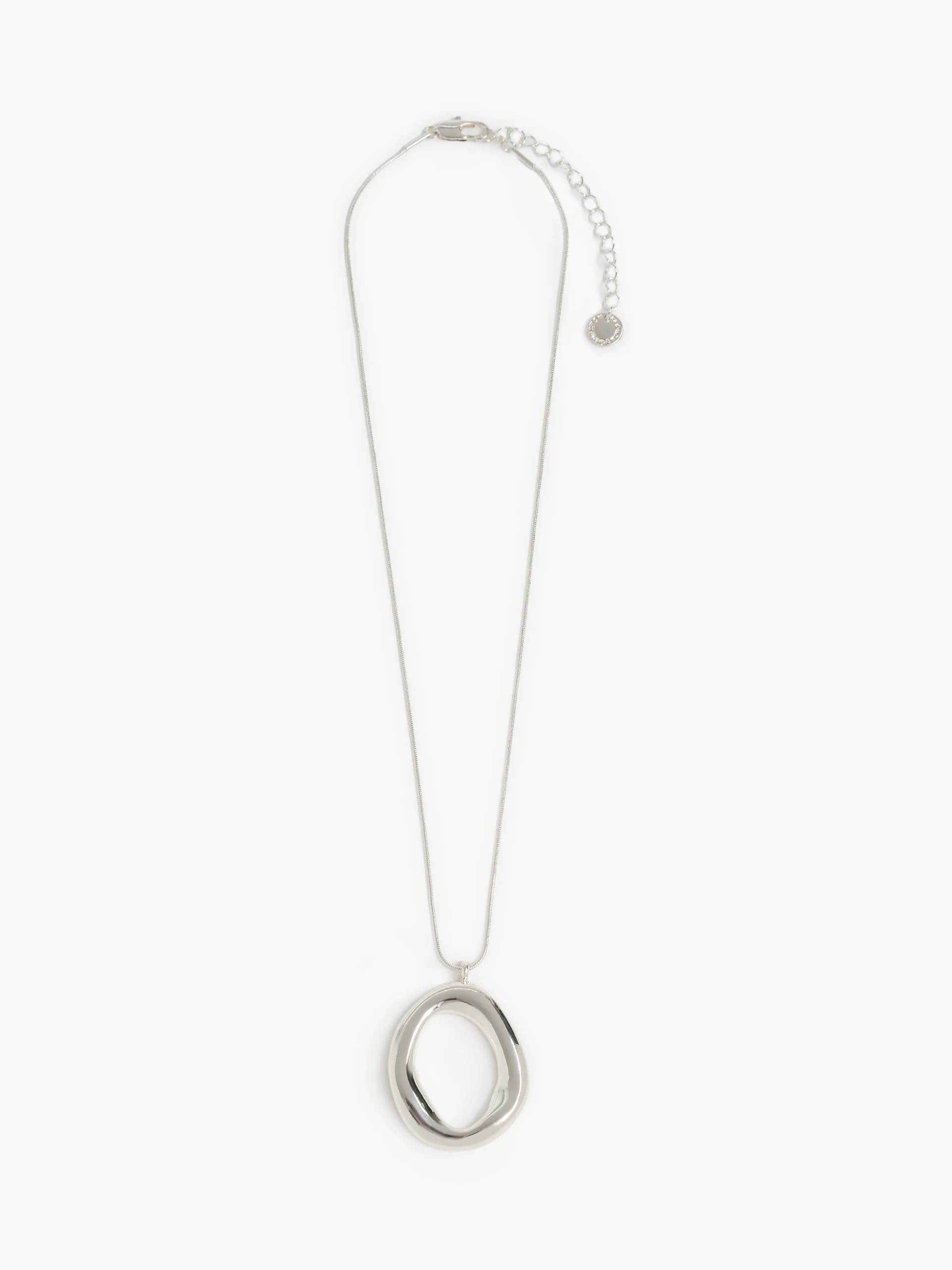 French Connection Hammered Halo Pendant Necklace Silver