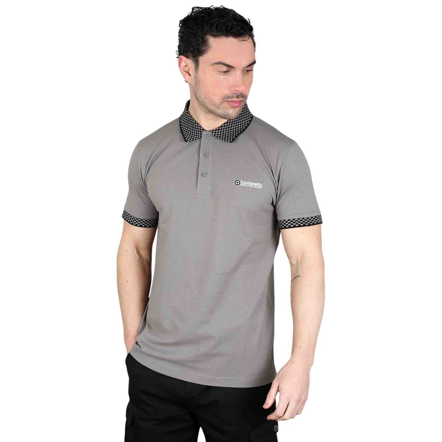 Lambretta Lambretta Men's SS25 Two Tone Polo Shirt in Dark Grey