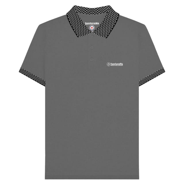 Lambretta Lambretta Men's SS25 Two Tone Polo Shirt in Dark Grey - 2