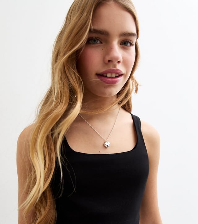 New Look Girls' Black Square Neck Cropped Cami Top New Look - 2