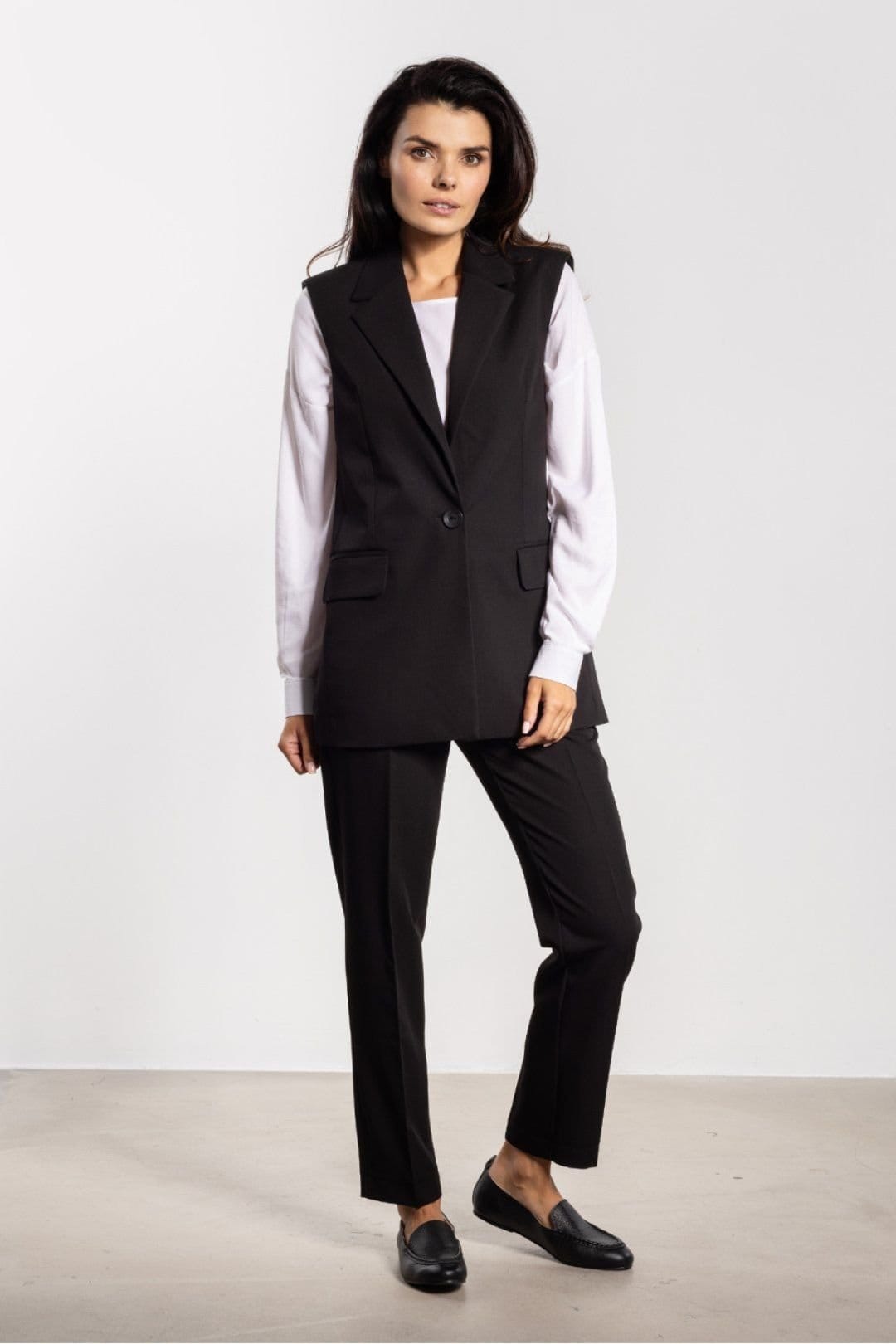 Love Lace Love Lace Women's Classic Single Breasted Flap Pocket Vest in Black - 1