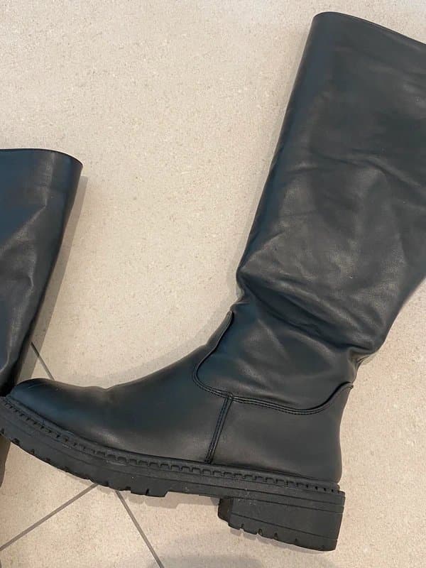 New Look New Look ~ Black Leather Knee High Boots